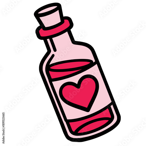 Love Message Bottle with Heart Icon