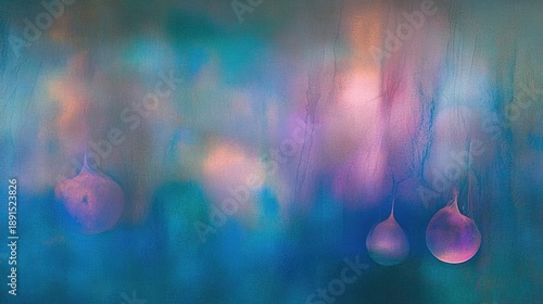 Ethereal Pods Adrift on a Textured Canvas of Twilight Hues