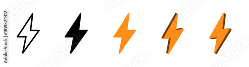 thunder bolt flash icon, flash lightning bolt icon - Electric power icon symbol - Power energy icon sign in orange color and flat style. vector illustration