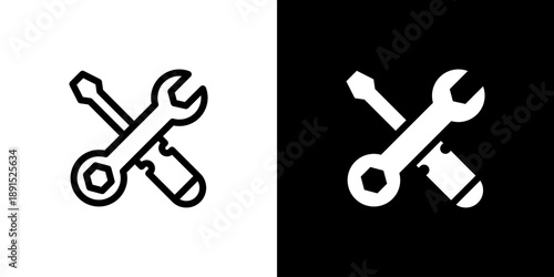 Tools icon concept with flat Black White Background. Vector illustration.