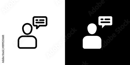 Talk icon concept with flat Black White Background. Vector illustration.
