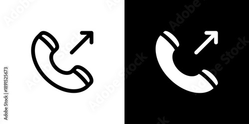 Outgoing Call icon concept with flat Black White Background. Vector illustration.