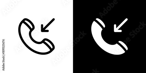 Incoming Call  icon concept with flat Black White Background. Vector illustration.