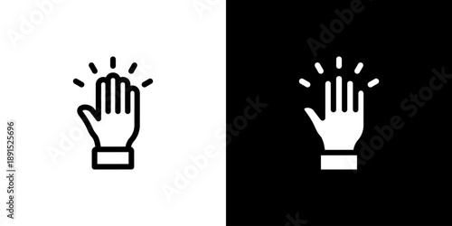 Raise Hand icon concept with flat Black White Background. Vector illustration.