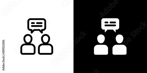 Discussion icon concept with flat Black White Background. Vector illustration.