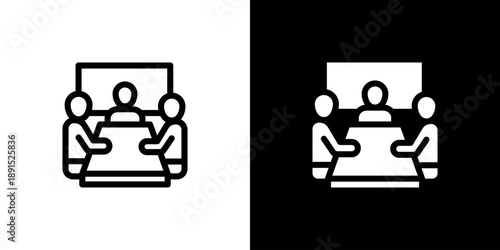 Meeting Room icon concept with flat Black White Background. Vector illustration.