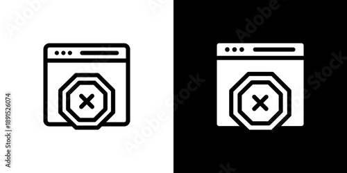 Ad Blocker icon concept with flat Black White Background. Vector illustration.