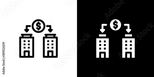 B2B icon concept with flat Black White Background. Vector illustration.