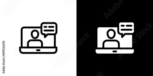 Live Stream icon concept with flat Black White Background. Vector illustration.