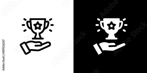 Success icon concept with flat Black White Background. Vector illustration.