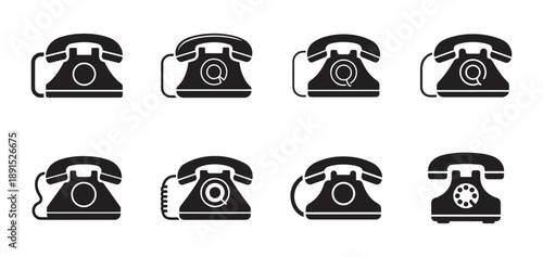 Black telephone icon set. Contact icon. Vector illustration. EPS 10