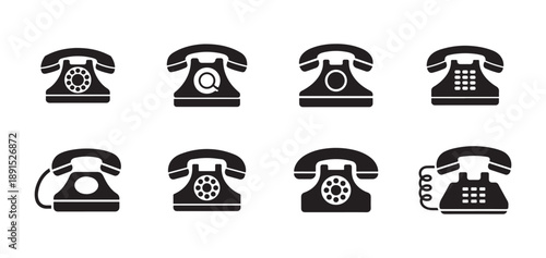 Black telephone icon set. Contact icon. Vector illustration. EPS 10