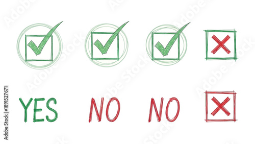 Checkmark and Cross Icons: Capturing a clear decision-making visual with vibrant checkmark and cross icons alongside 'YES' and 'NO' options.