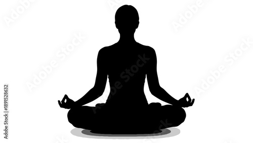 Silhouette of a person in lotus position meditating.