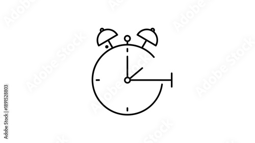 Simple Line Art Illustration of a Classic Alarm Clock.