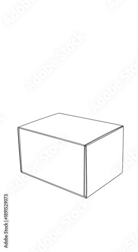 Simple Line Art Illustration of a Rectangular Box.