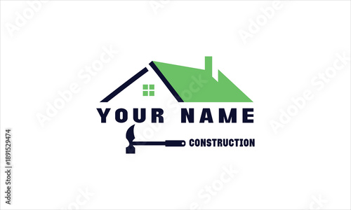 A 3d real estate company logo design featuring a green residential house icon and building roof symbol as a modern property architecture vector illustration for a business home sale sign