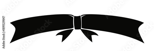 Black Ribbon Silhouette Vector Banner Design Flat Minimalist Decorative Element for Elegant Graphic Layouts and Visual Presentations