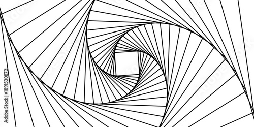 Black Line Abstract Swirl Background Pattern on White