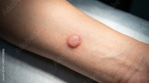 Medical Skin Test Reaction with Blister on Forearm