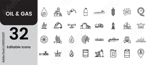 Oil and gas industry icons and symbols