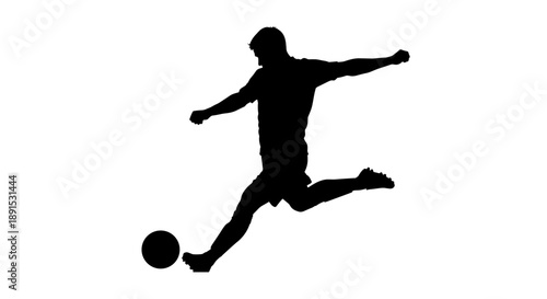 Silhouette of Soccer Player in Mid-Air Bicycle Kick Ready to Score a Goal