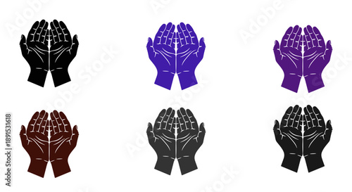Abstract Hands Silhouette in Multiple Colors for Creative Concepts and Presentations