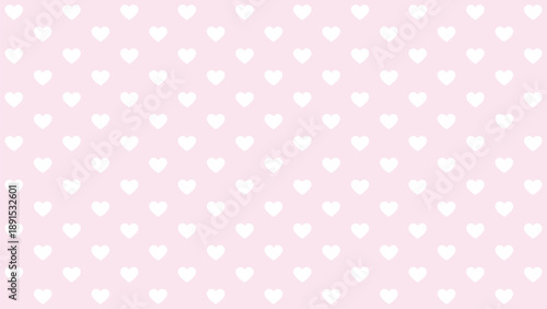 Seamless white heart pattern on soft pink backdrop, lovely minimalist vector background for Valentine's promotions and girlish wallpaper