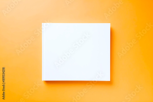 Clean white book cover, closed, positioned centrally on a bright orange background, ample copy space