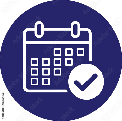 Calendar icon with check mark for scheduled events and appointments