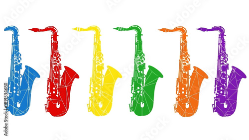 Rainbow Saxophones Lineup - Musical Instruments Collection