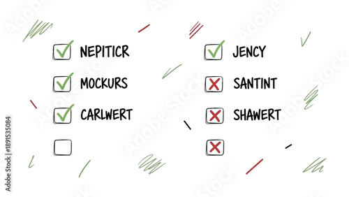 Checklist Concept: A graphic representation of a checklist, featuring a series of checkboxes that are either checked or unchecked, with abstract strokes, used to showcase a concept of choosing.
