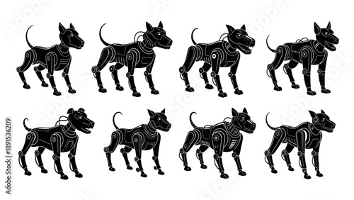 Robotic Dog Collection: Futuristic Cyberpunk Canine Companions