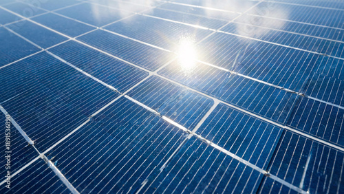 Blue photovoltaic solar panel cells texture renewable energy background.