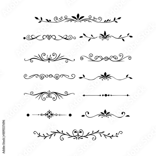 Elegant hand-drawn decorative line dividers for artistic accents