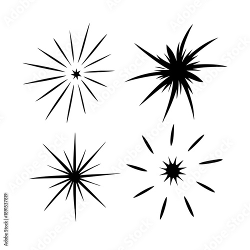 Hand-drawn sparkle star burst, comic style line effect, abstract light element