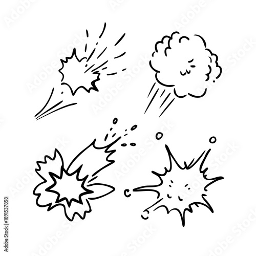 Hand-drawn speed line, boom explosion effect, cartoon comic action element