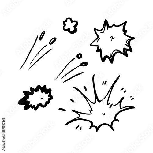 Hand-drawn line speed cartoon effect, boom explosion comic sound element
