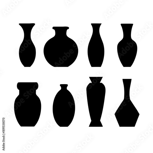 Set of 10 Vase Silhouettes, Diverse Vector Graphics for Decor
