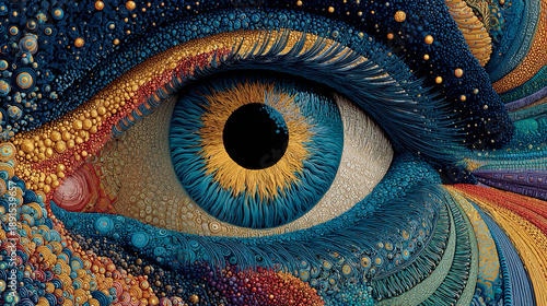Wallpaper Mural Vibrant human eye with colorful iris and detailed eyelashes Torontodigital.ca