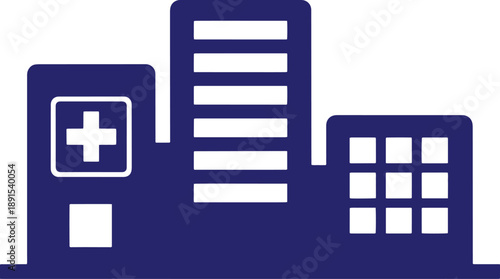 Hospital building icon simple dark blue sign isolated on white background