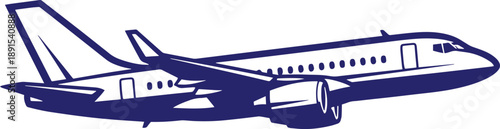 Commercial airplane taking off or landing during air travel transportation