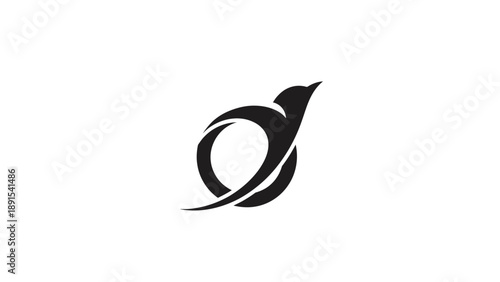 Stylized Bird Logo Design with Circular Swoosh Element.