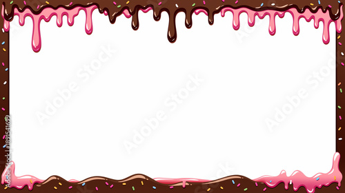 溶けたチョコレートとイチゴソースが滴る可愛いフレーム