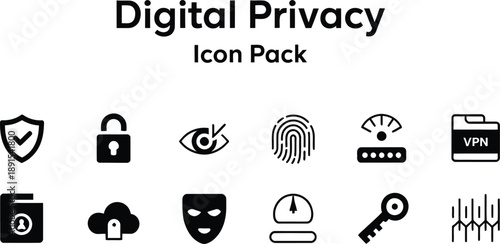 Digital Privacy Icon Set for Secure Online Protection
