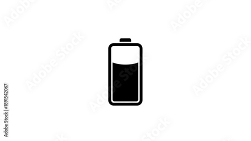 Simple Black and White Battery Icon with Partial Charge.