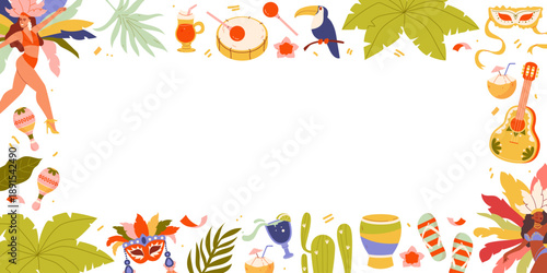Festive bright banner, frame for the Brazilian Carnival