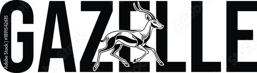 Gazelle Silhouette Emblem Design Graphic Wildlife Animal Icon Vector Illustration