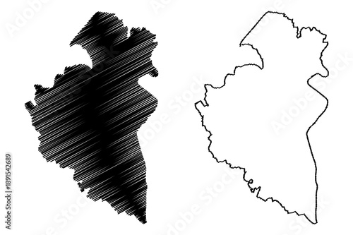 Remich canton (Grand Duchy of Luxembourg, Administrative divisions) map vector illustration, scribble sketch Remich map