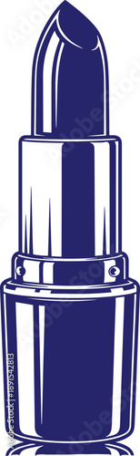 Blue lipstick icon cosmetic item for makeup and beauty